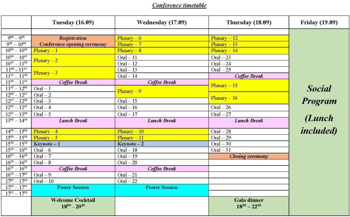 Conference timetable